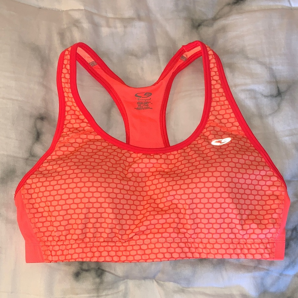 NWOT Champion Coral Pink Hex-Accent Racerback Sports Bra